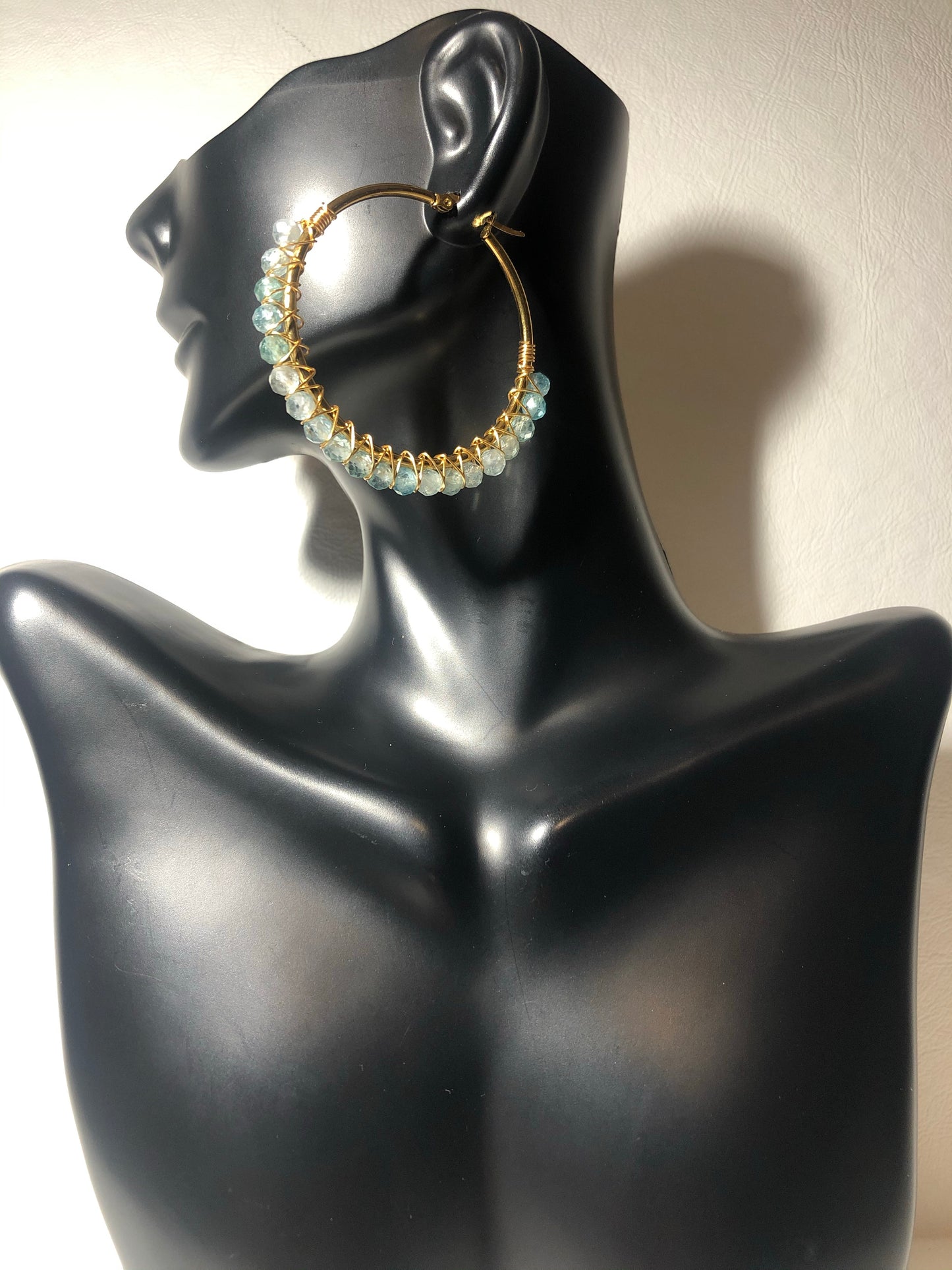 Apatite Beaded Hoop Earrings