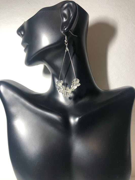 Clear Quartz Gemstone Chip Drop Earrings