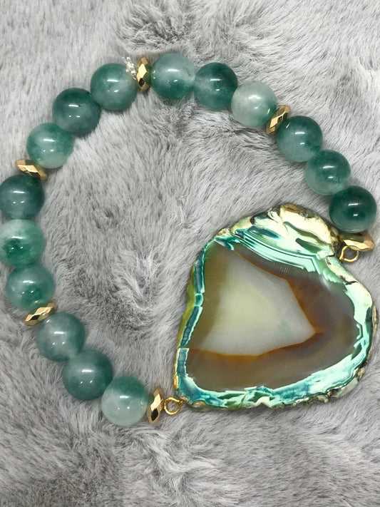 Green Mountain Jade Agate Slice Bracelet